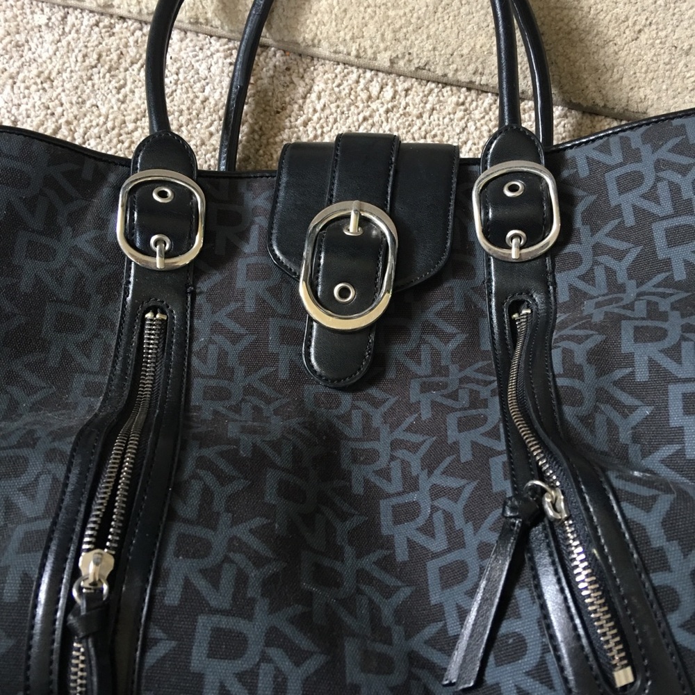 DKNY Leather and fabric handbag